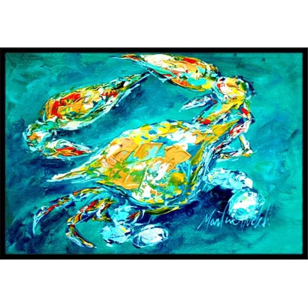 Carolines Treasures Carolines Treasures MW1162JMAT By Chance Crab In Aqua Blue Indoor Or Outdoor Mat 24 x 36 In. MW1162JMAT - main